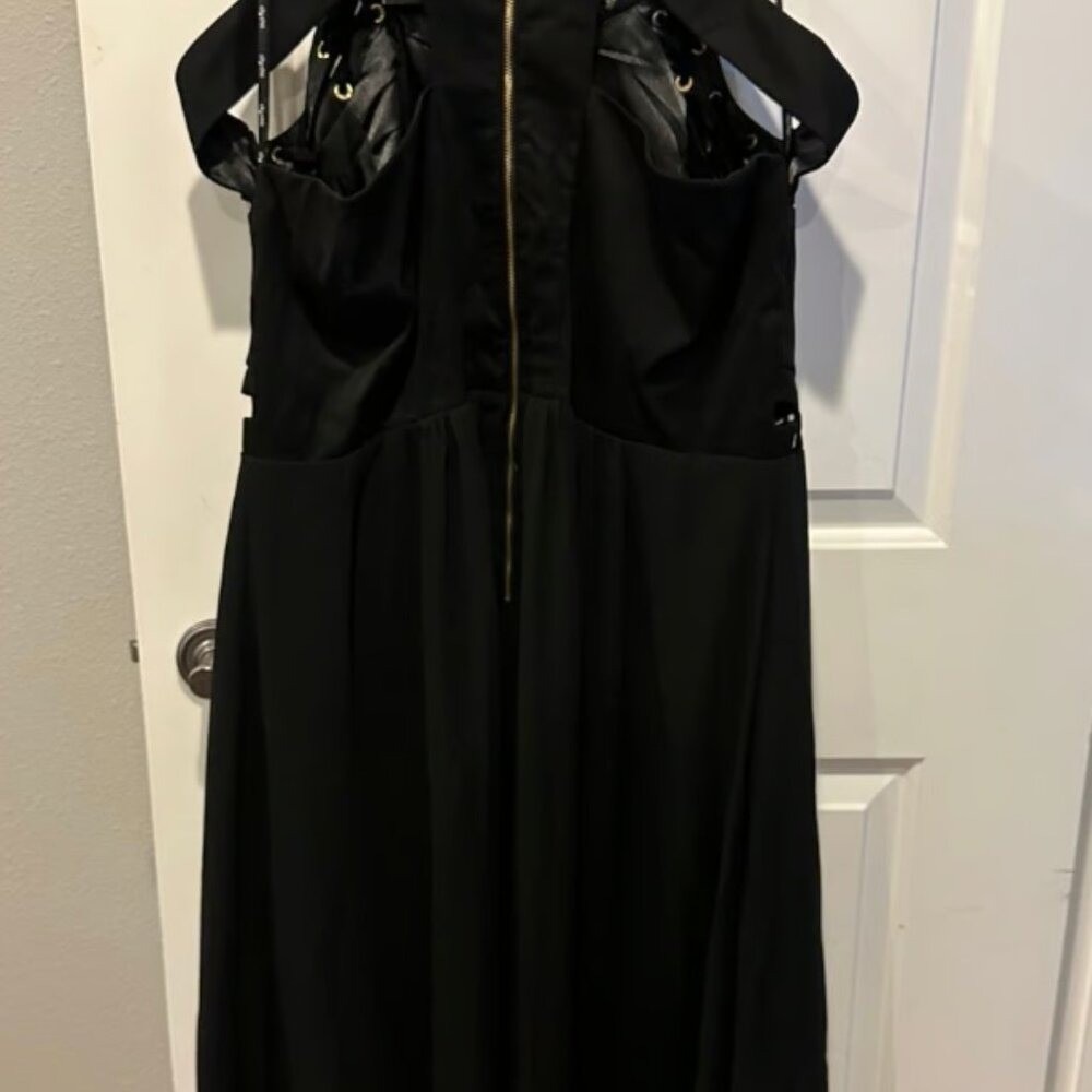 City Chic Maxi Rhianna Black Lace Up Halter Gown Dress Size L NEW - Picture 2 of 4
